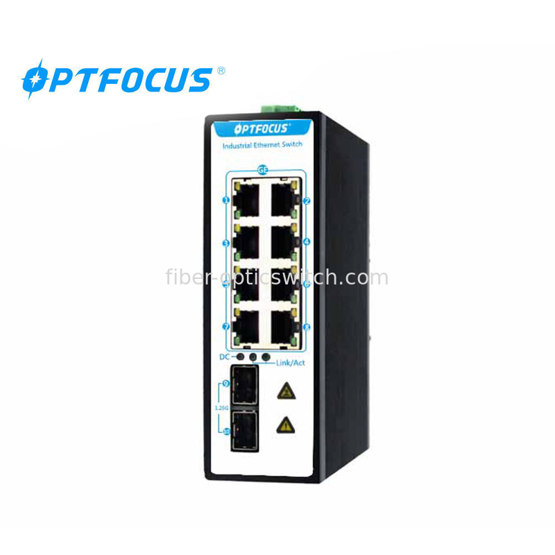 IP40 Protection Industrial PoE Switch 8 X 10/100/1000Mbps RJ45 Ports 2x 1000M SFP Port